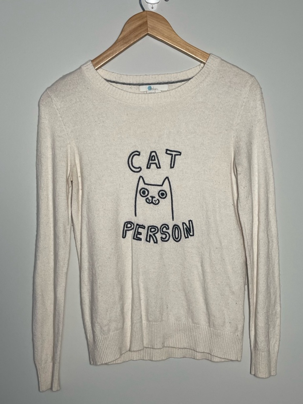 Boden | Estella ‘Cat Person’ Embroidered Graphic Crewneck Sweater Cashmere Wool - Picture 2 of 8